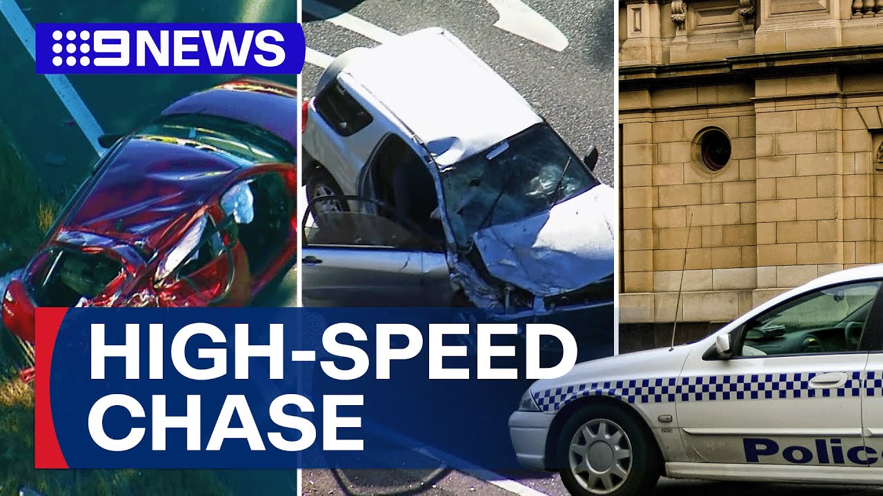 Police chase ends with wanted man fighting for life | 9 News Australia