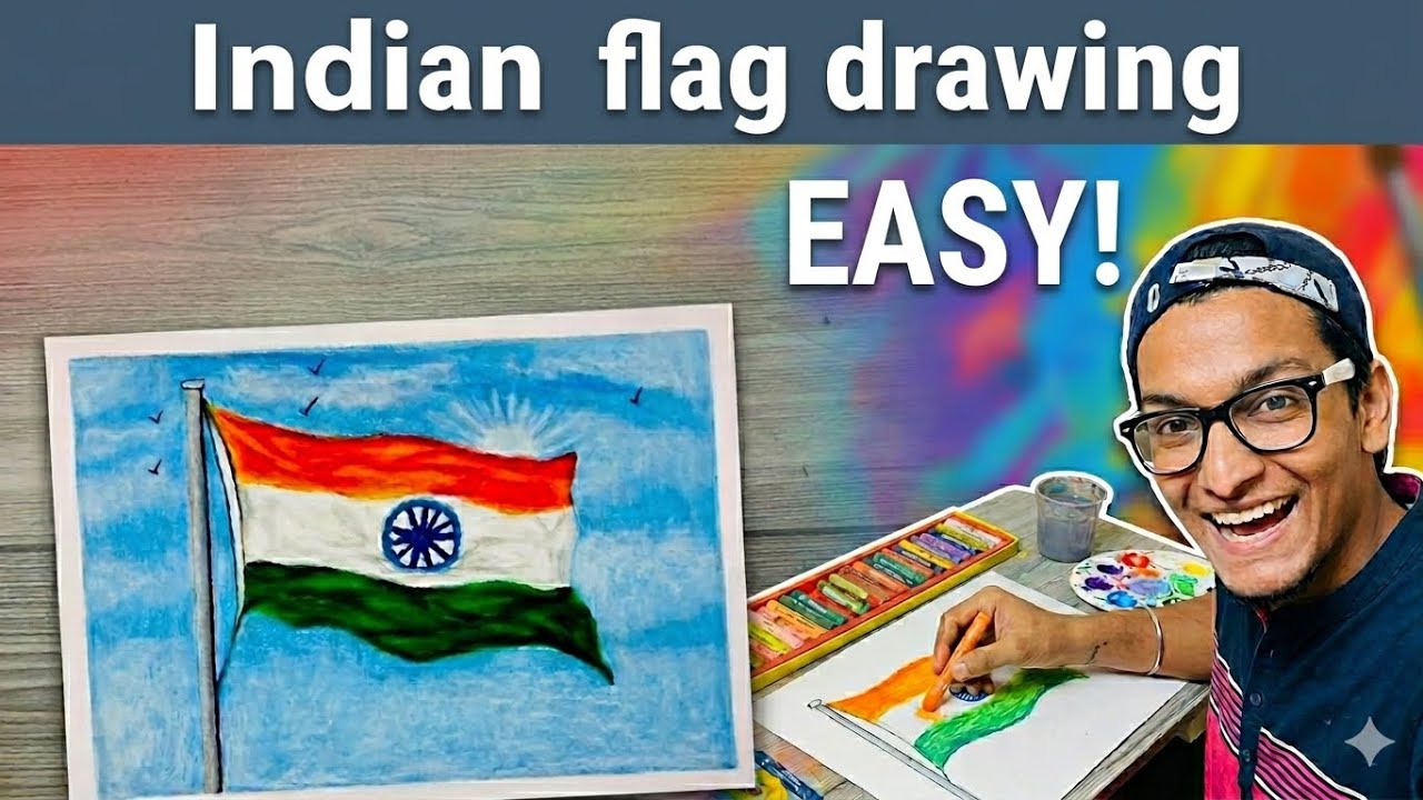 Indian Flag Oil Pastel Drawing| Happy Republic Day| India Flag| Easy Oil Pastel Drawing 