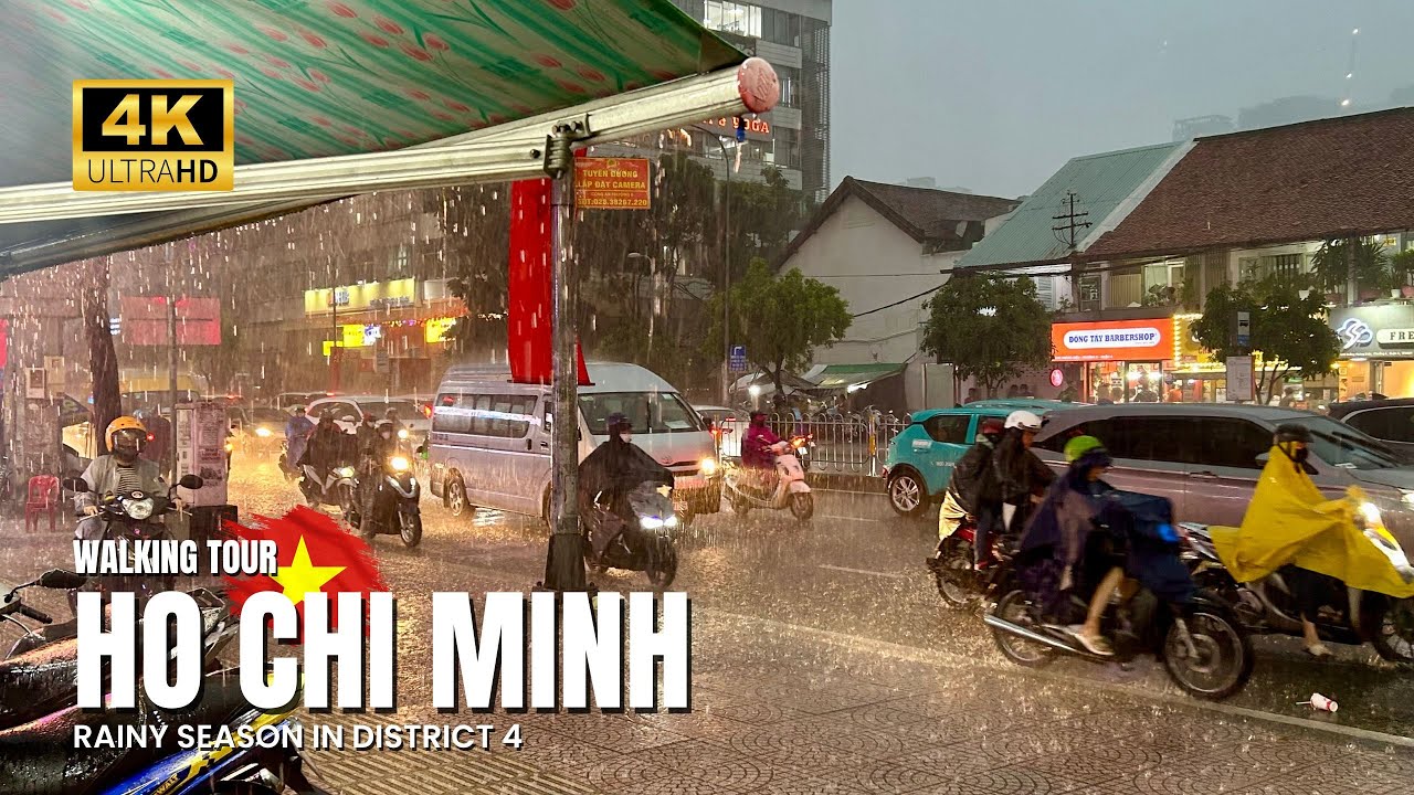 Heavy Rain in Ho Chi Minh City 🇻🇳 4K Walking Tour in Rainy Season