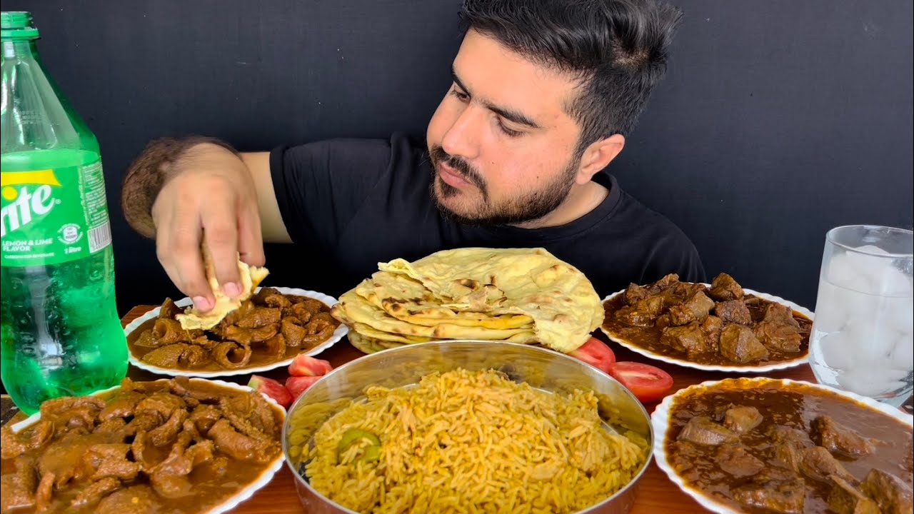 ASMR: EATING SPICY MUTTON BOTI CURRY+SPICY MUTTON LIVER CURRY WITH RICE+DRINK || MUKBANG