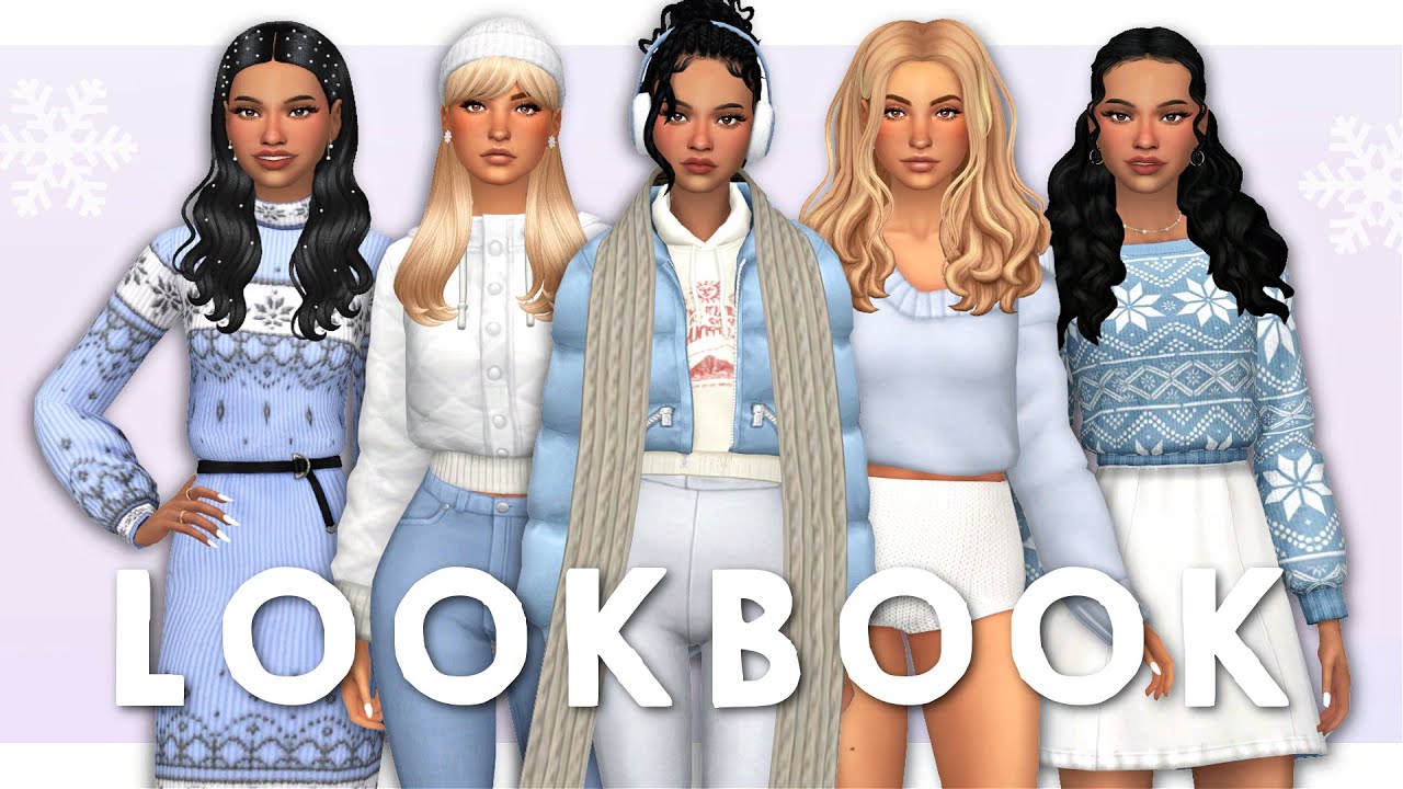 WINTER LOOKBOOK ❄️ | Sims 4 Create A Sim + FULL CC LIST (maxis match)