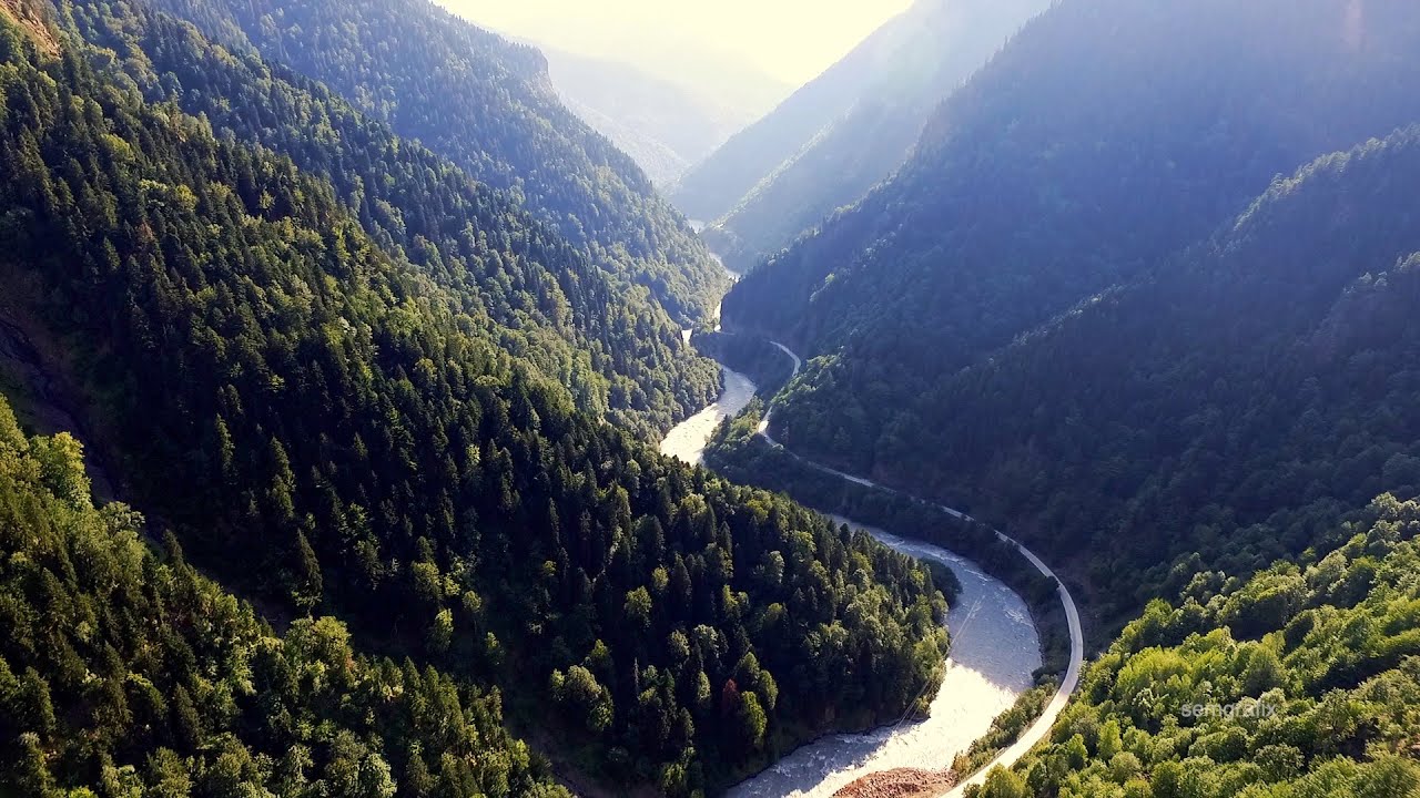Patara Enguri River, Cheri, Samegrelo-Zemo Svaneti, Jvari Mestia Lasdili | Drone video
