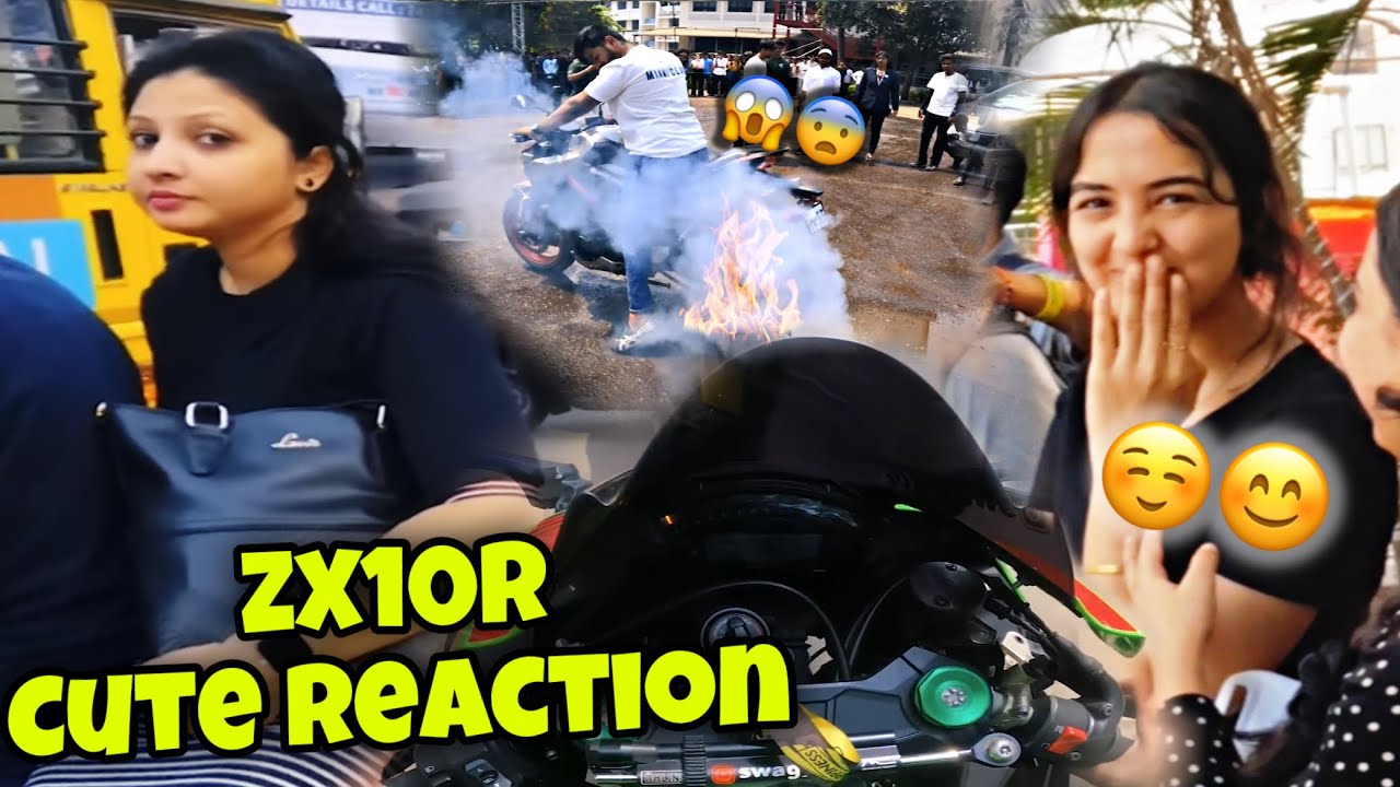 Cute College Girls Lovely Reactions On Loudest Zx10r💚|Full Rev In Event🤯Crowd Went Mad😲|