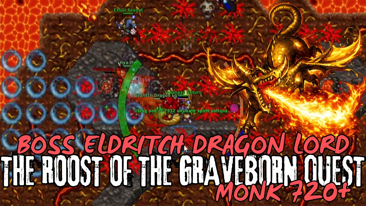 TIBIA MONK 720+ BOSS ELDRITCH DRAGON LORD - THE ROOST OF THE GRAVEBORN QUEST