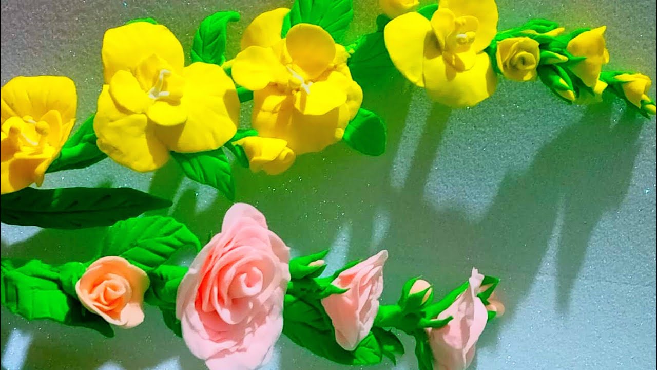How To Make Flower With Clay | Gladiolus AND Rose Flower | DIY Clay Flowers