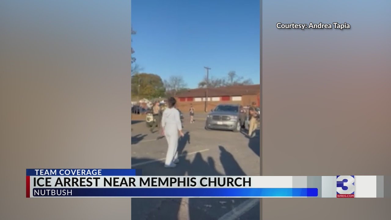 Protesters oppose ICE near Memphis church, at Bondi event