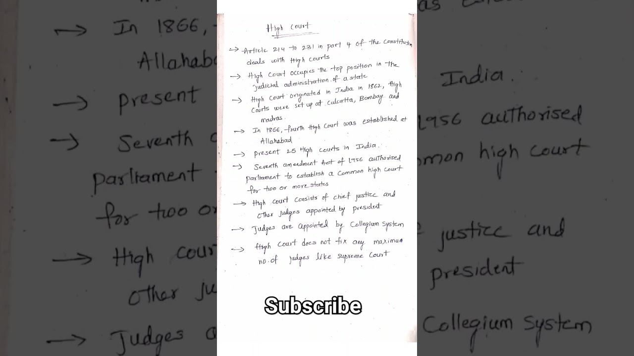 High court important notes handwritten in English #indian #polity #notes #upsc #tspsc #highcourt