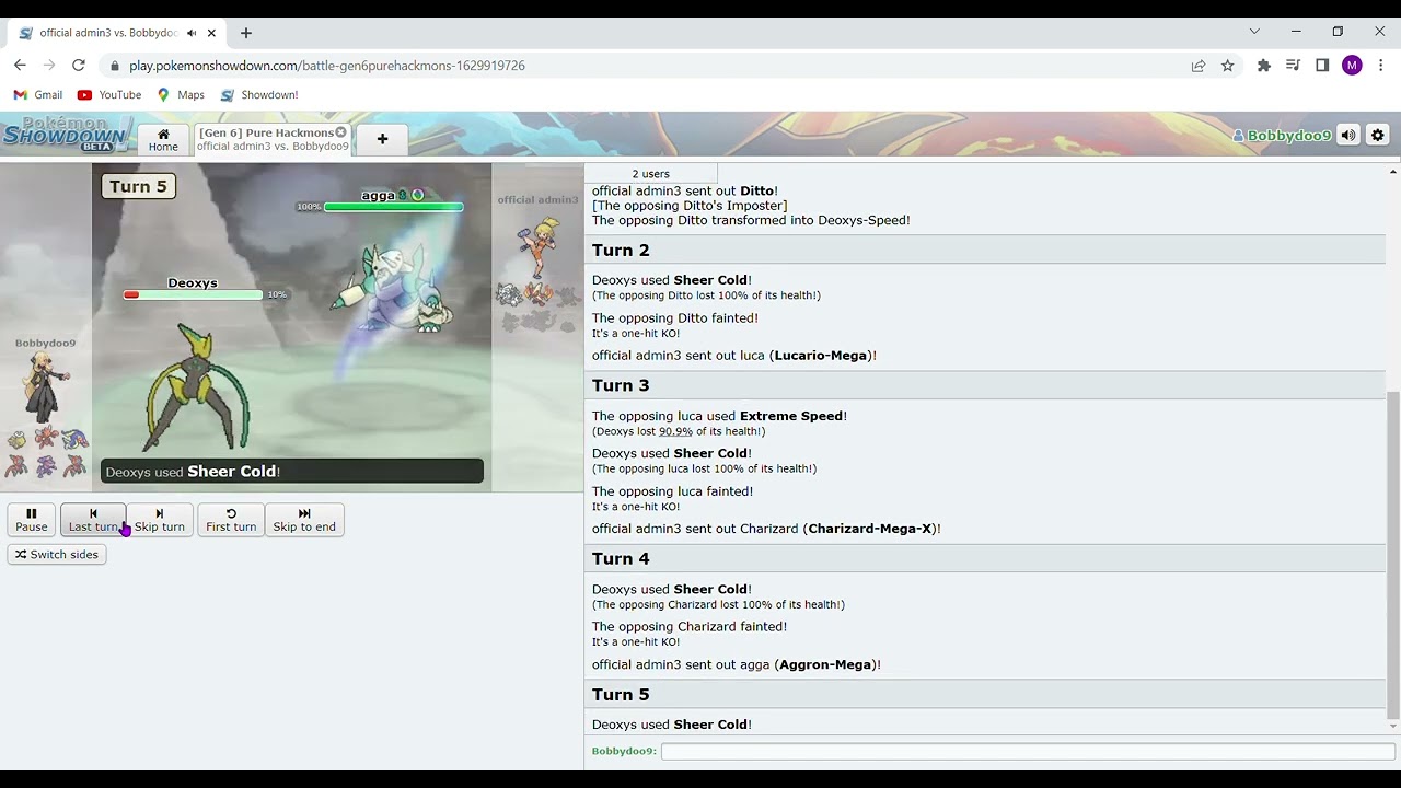 CRAZY Sheer cold Deoxys SWEEP! Pokemon Showdown!