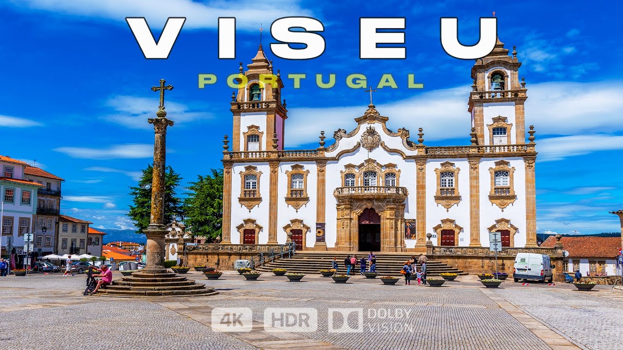 Визеу, Португалия 🇵🇹 — Пешеходная прогулка в 4K по центру Визеу с посещением его памятников