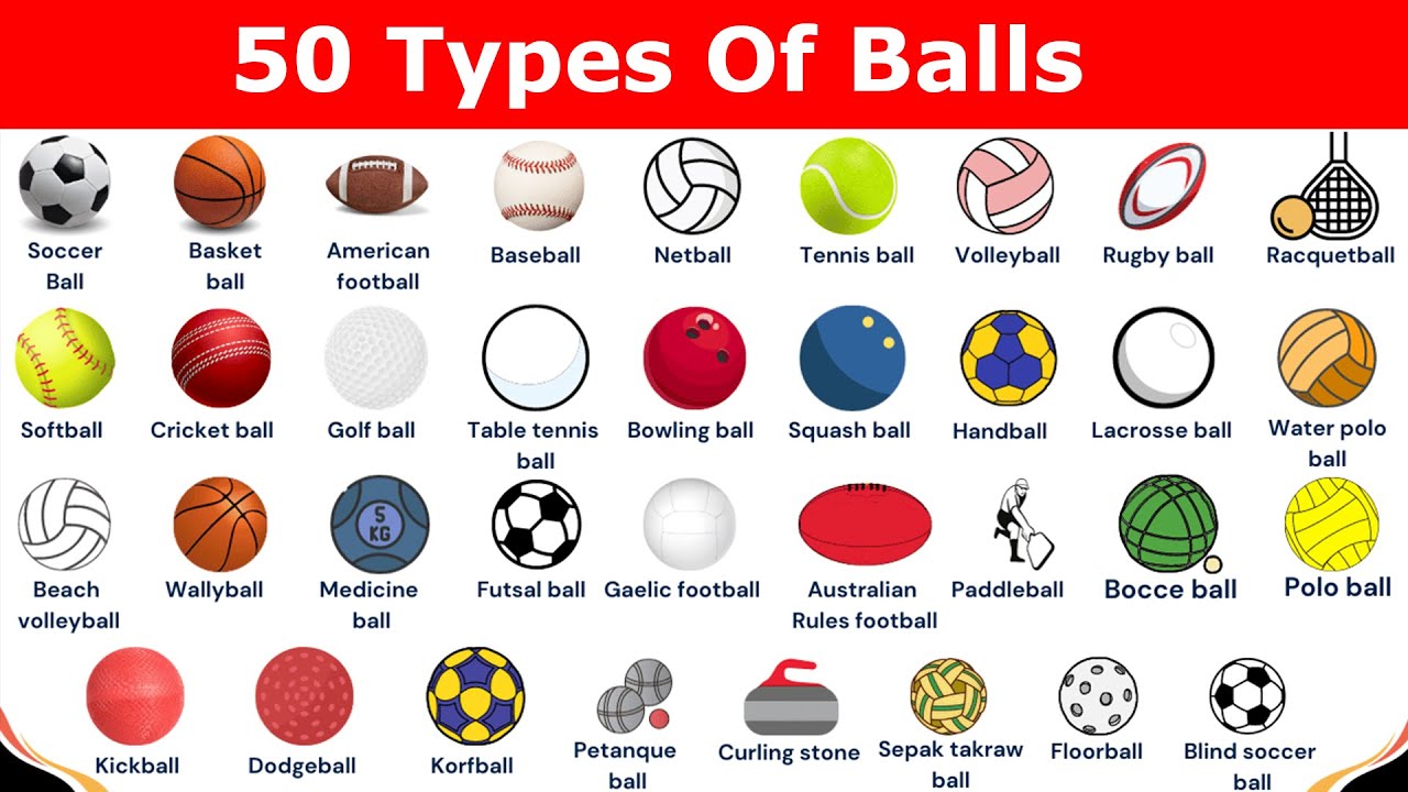 Types Of Balls | Balls Vocabulary l 50 Different Balls Name in English with Pictures and Videos |