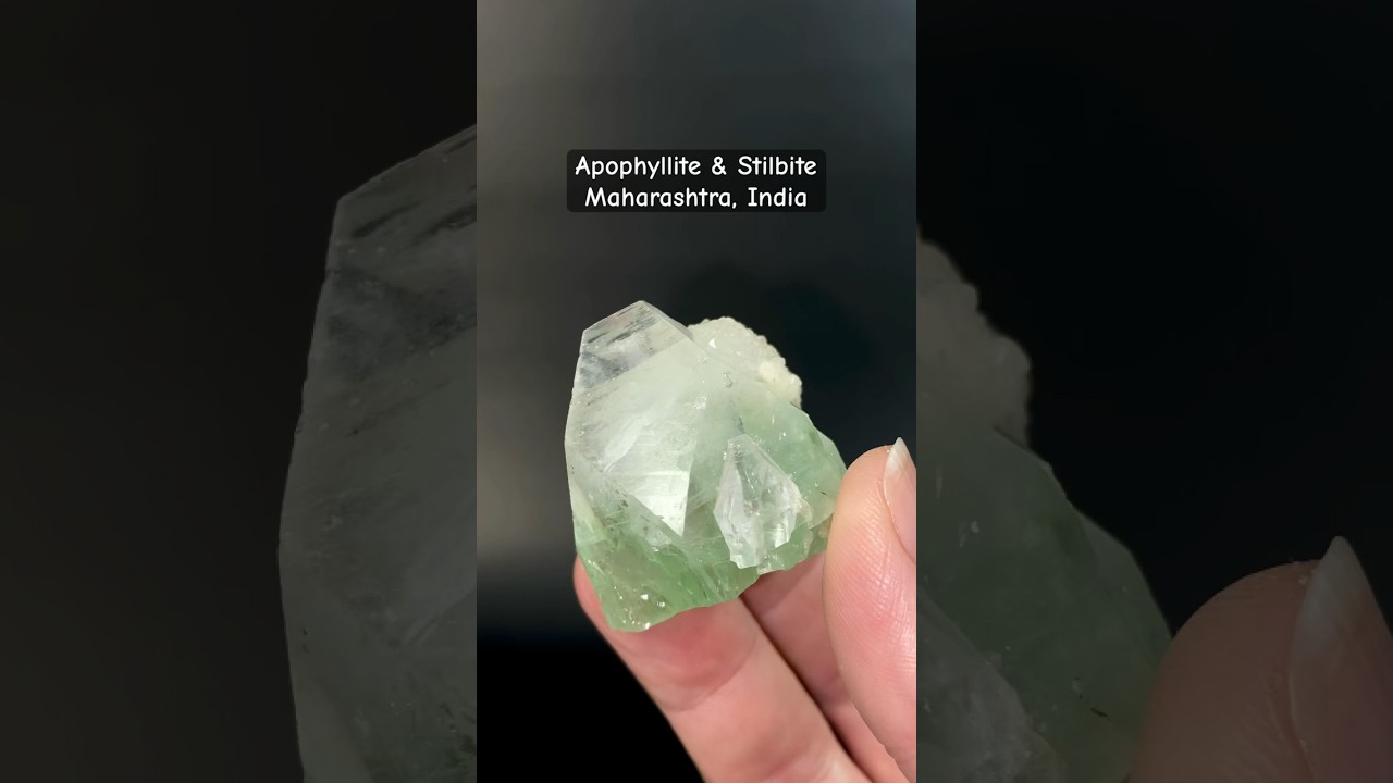 Green Apophyllite with Stilbite from Jalgaon, Maharashtra, India