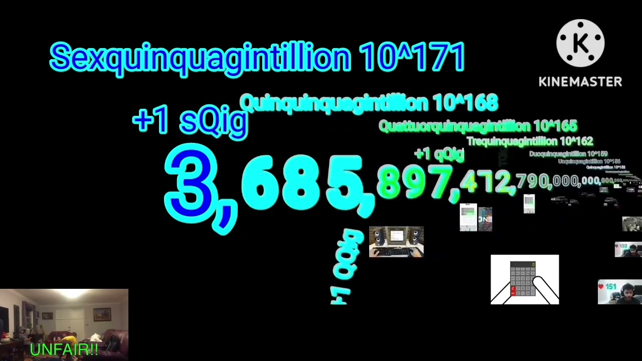 Numbers 0 to 1 Septenquinquagintillion with videos (KineMaster Version, 57/100 Centillion)