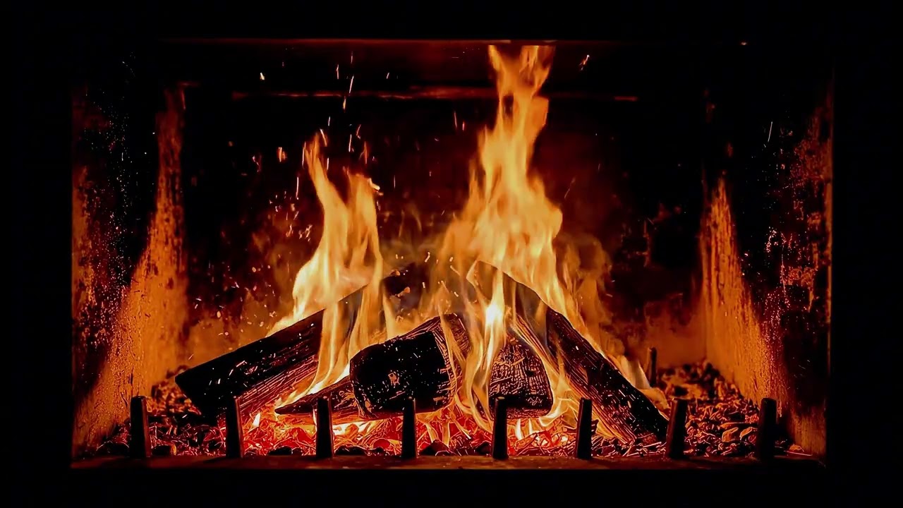 Winter Night 4K Fireplace Ambience | Soft Crackling Fire in a Cozy Room