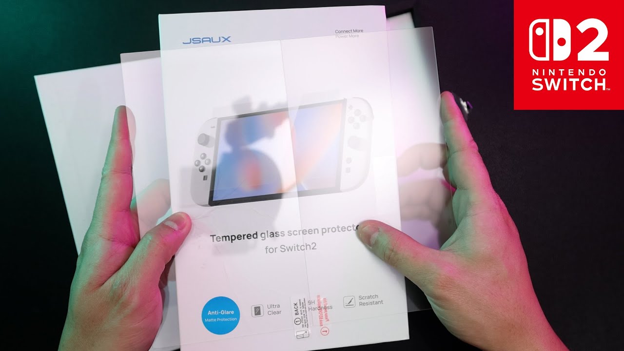 JSAUX Anti-Glare Tempered Glass Screen Protector for Nintendo Switch 2