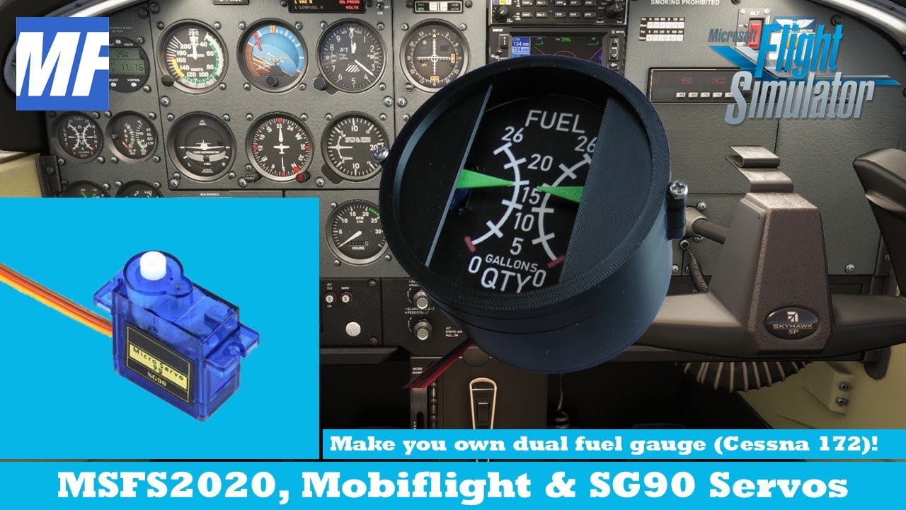MSFS2020 Mobiflight & Servos - Using 2 x SG90 Servos to Create a Cessna 172 dual fuel gauge