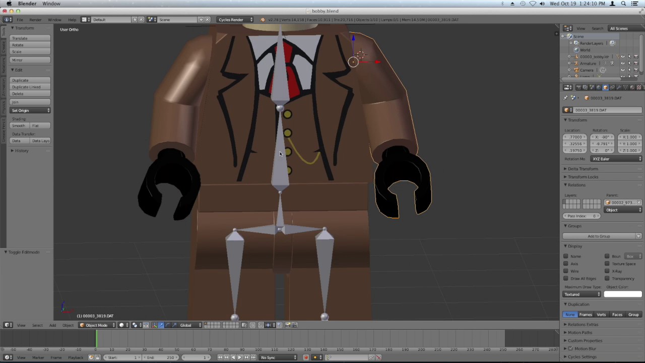 Blender Tutorial Rigging a Lego Guy with Elbow/Knee Joints episode 2: creating the armature