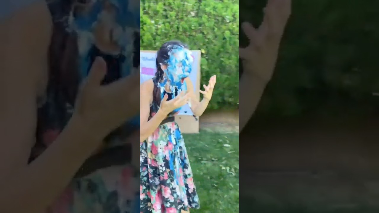 Surprise pie in the face gender reveal!!