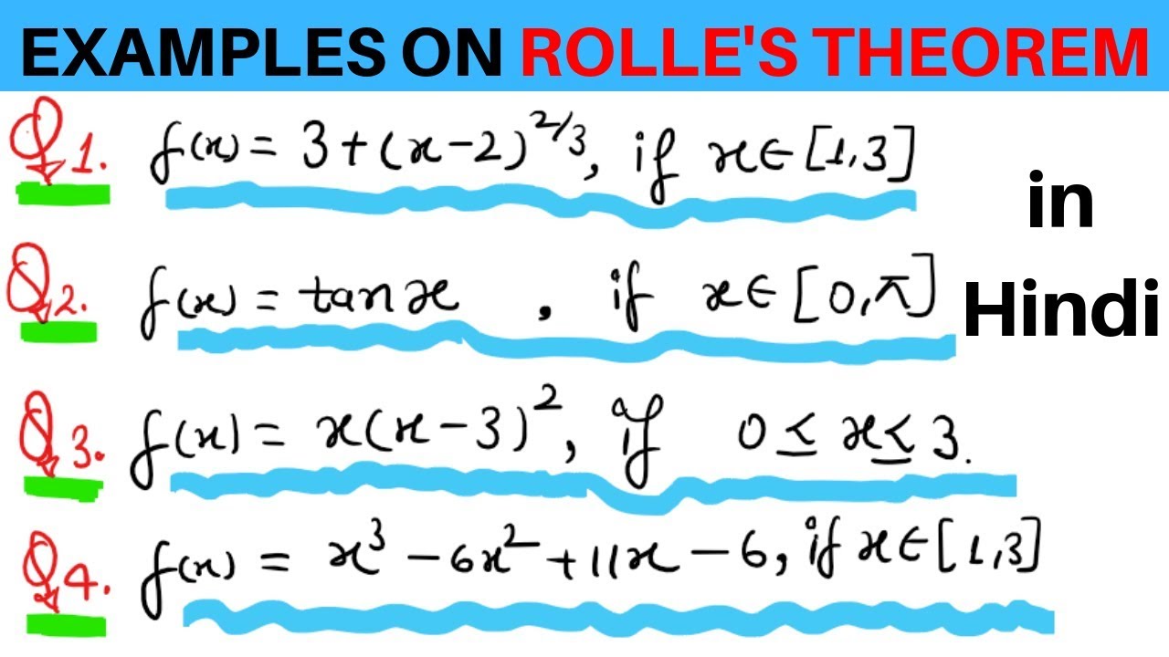 Examples of Rolle's Theorem | in Hindi | Maths