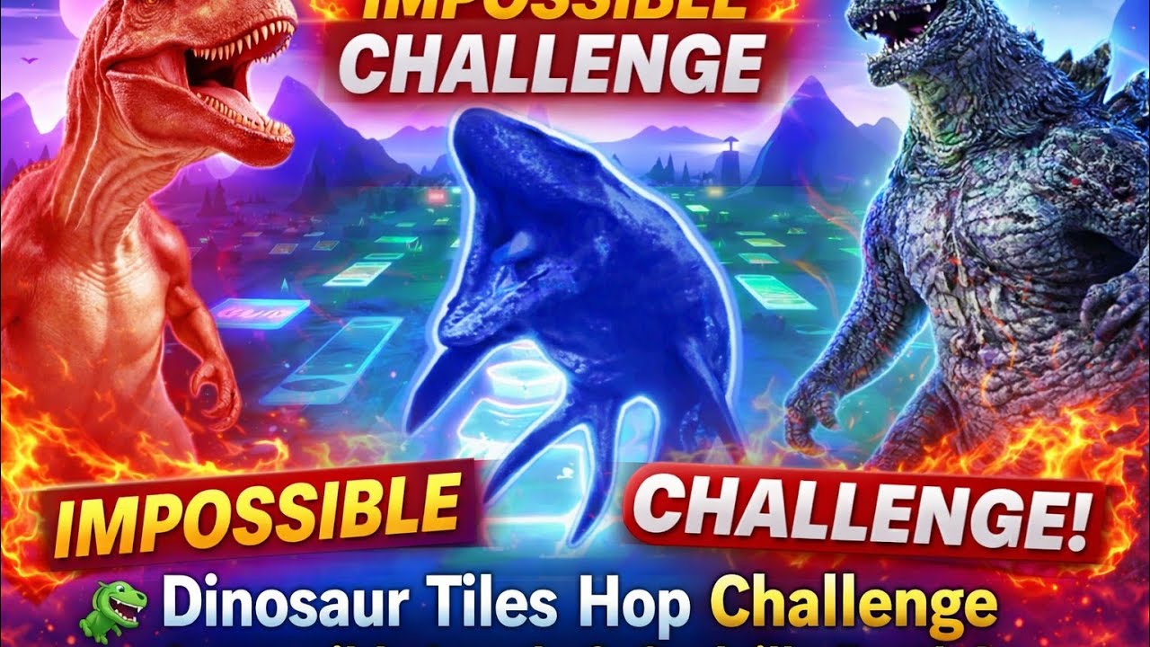 Dinosaur Tiles Hop Challenge 🦖 | Impossible Levels & Godzilla Battle!