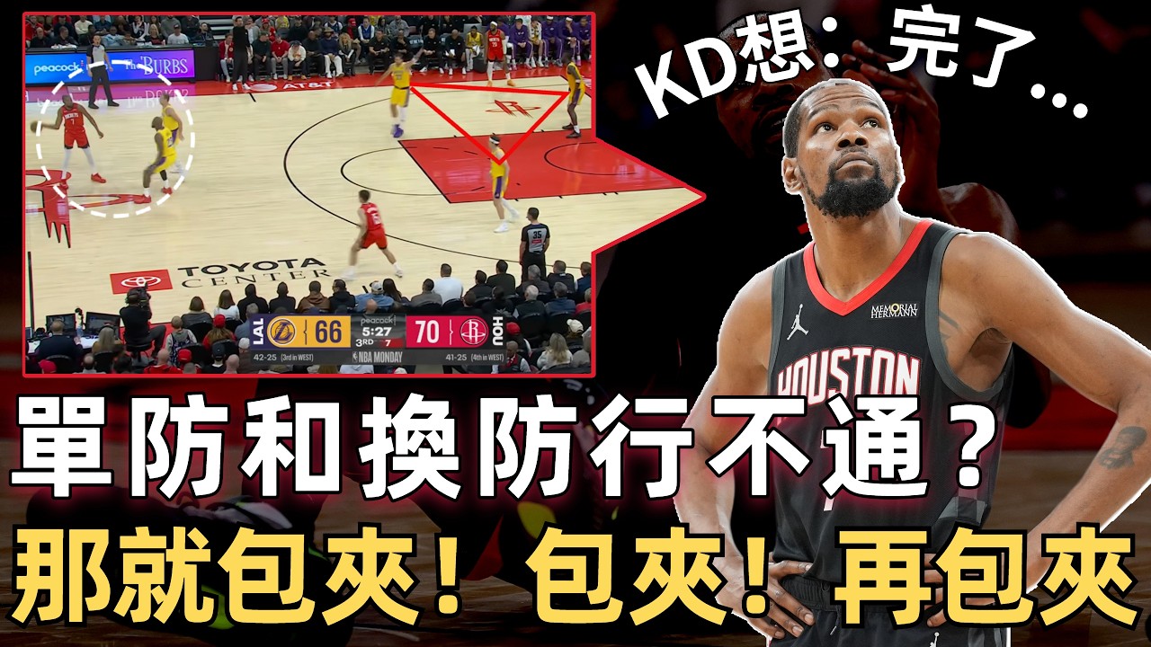 一場逼出7失誤？ Durant為什麼破不了高位包夾？ 湖人三核球商的碾壓！ 火箭的致命缺點被完全暴露？ 他們季後賽該怎麼辦？
