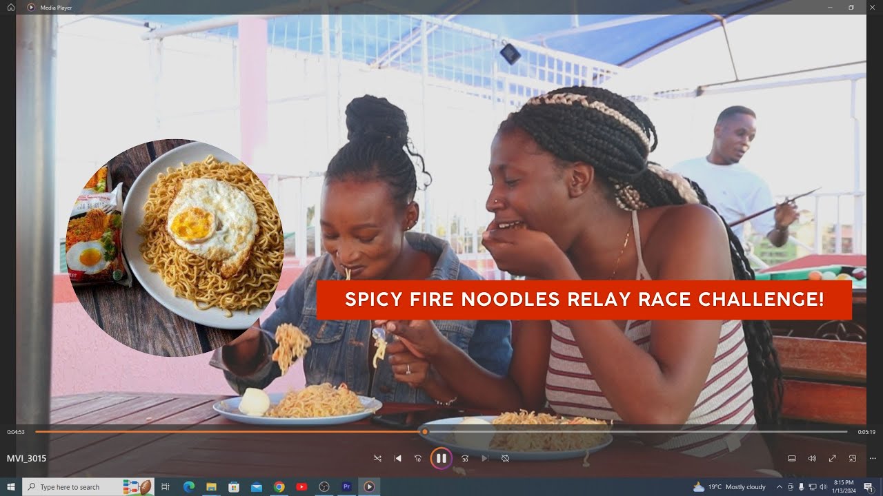 SPICY FIRE NOODLES RELAY RACE CHALLENGE! **IMPOSSIBLE CHALLENGE** 😱