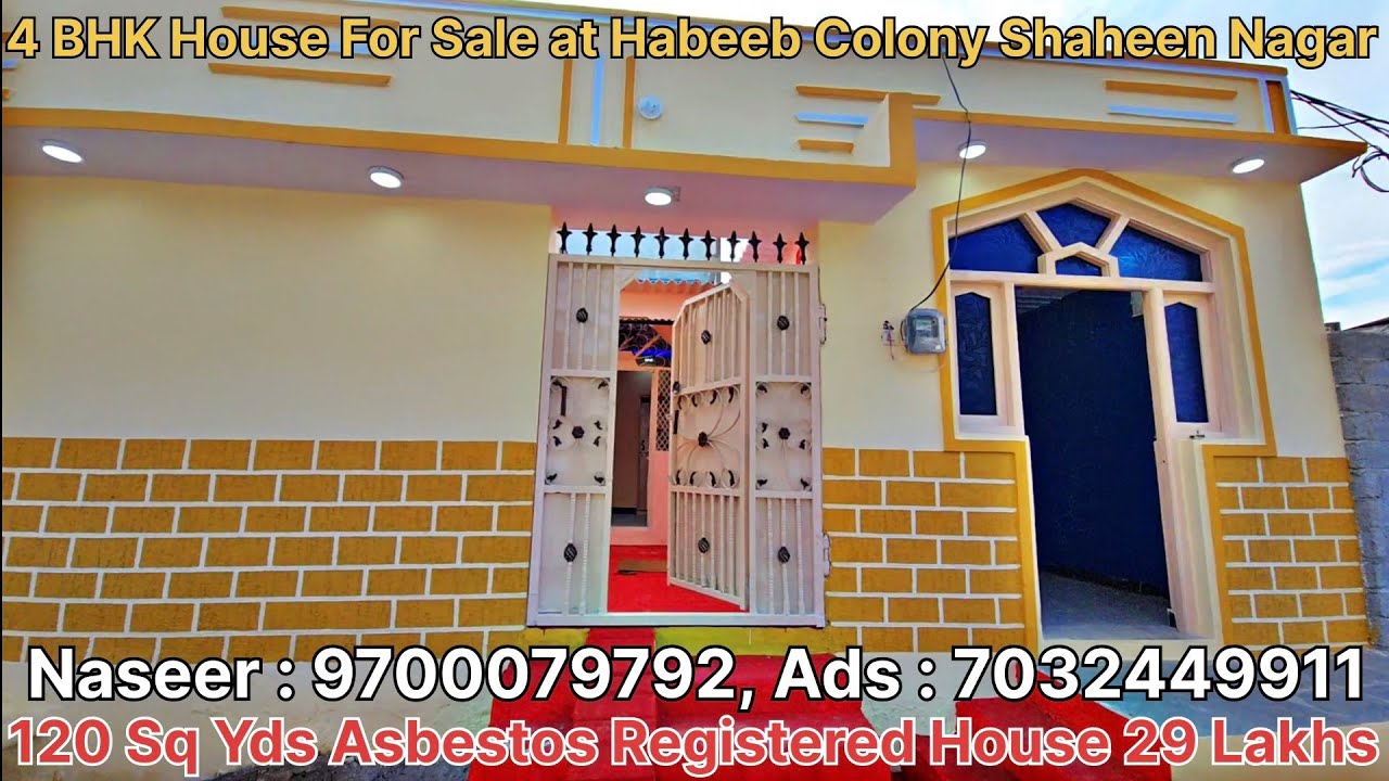 4 BHK Registered Asbestos Independent #houseforsale at Habeeb Colony Shaheen Nagar Hyderabad 29Lakhs