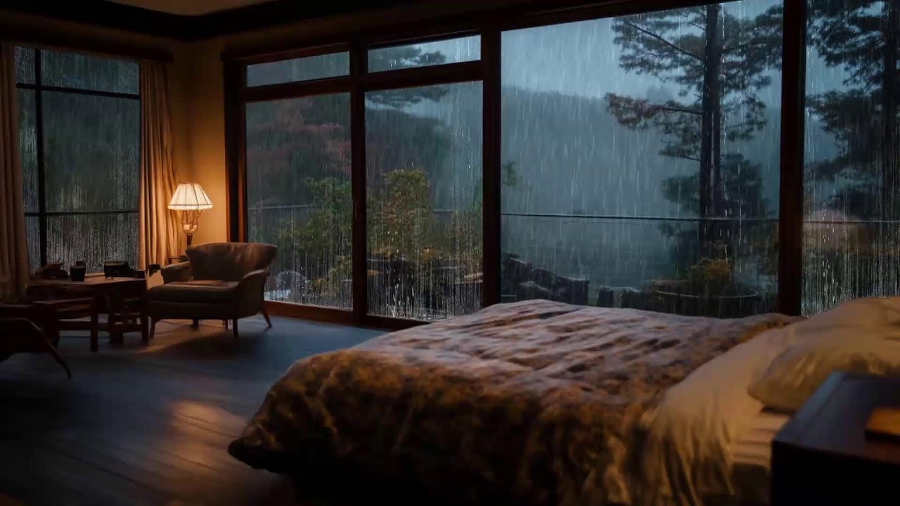 🔴 Rainy Night in a Cozy Cabin 🌧️ Study & Focus • Deep Sleep Rain Sounds (No Thunder)