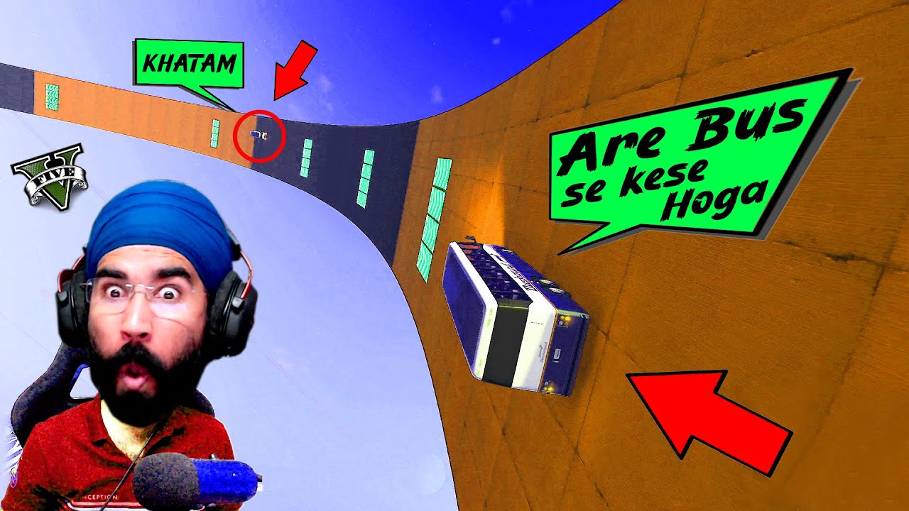 BUS Se Bhai Ye Kya Kya Karwayegaa - GTA 5 Hard Ramp Parkour
