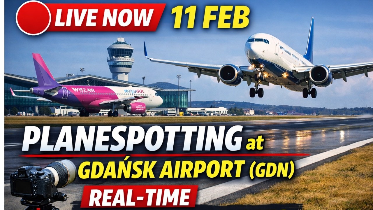 🔴 Live Now | 11 Feb - Planespotting at Gdańsk Airport (GDN), Real-Time Landings & Takeoffs