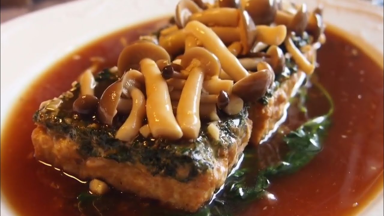 How to make Restaurant style Chinese Spinach Tofu w/ Mushrooms 菠菜豆腐 Chinese Tofu Recipe