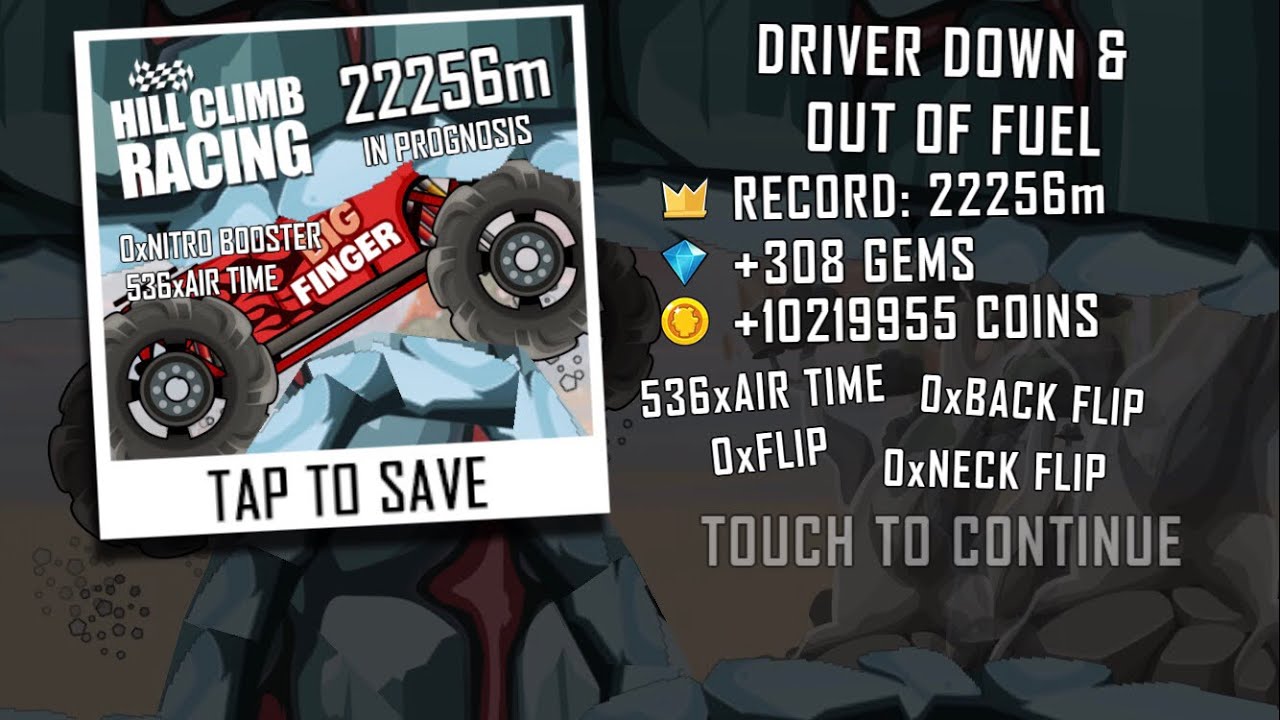 Hill Climb Racing: Prognosis + Big Finger 22256m