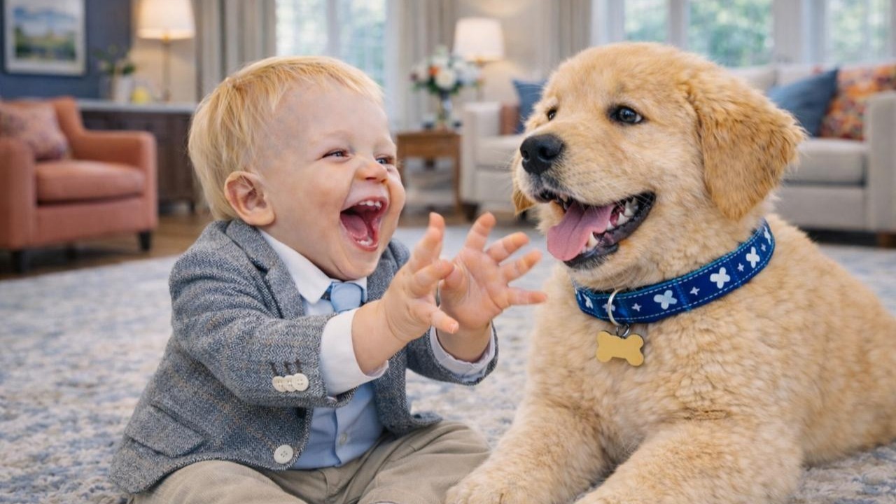 Baby & Puppy Rolling 💕🐕| Joyful Fun | Adorable Smiles 🐾👶💖| Heartwarming Bond 🐕👶💚