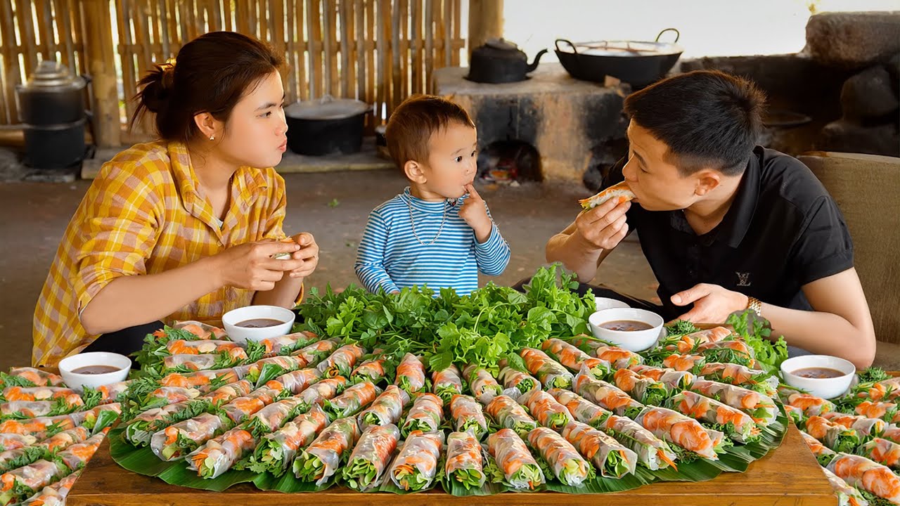 Special Dinner with Fresh Spring Rolls Made from Shrimp and Pork | Home Cooking Time | Daily Life