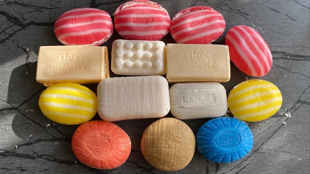 Asmr Soap | carving cubes on dry soaps | Crushing soap boxes with starch #soapcubes #soapstrips