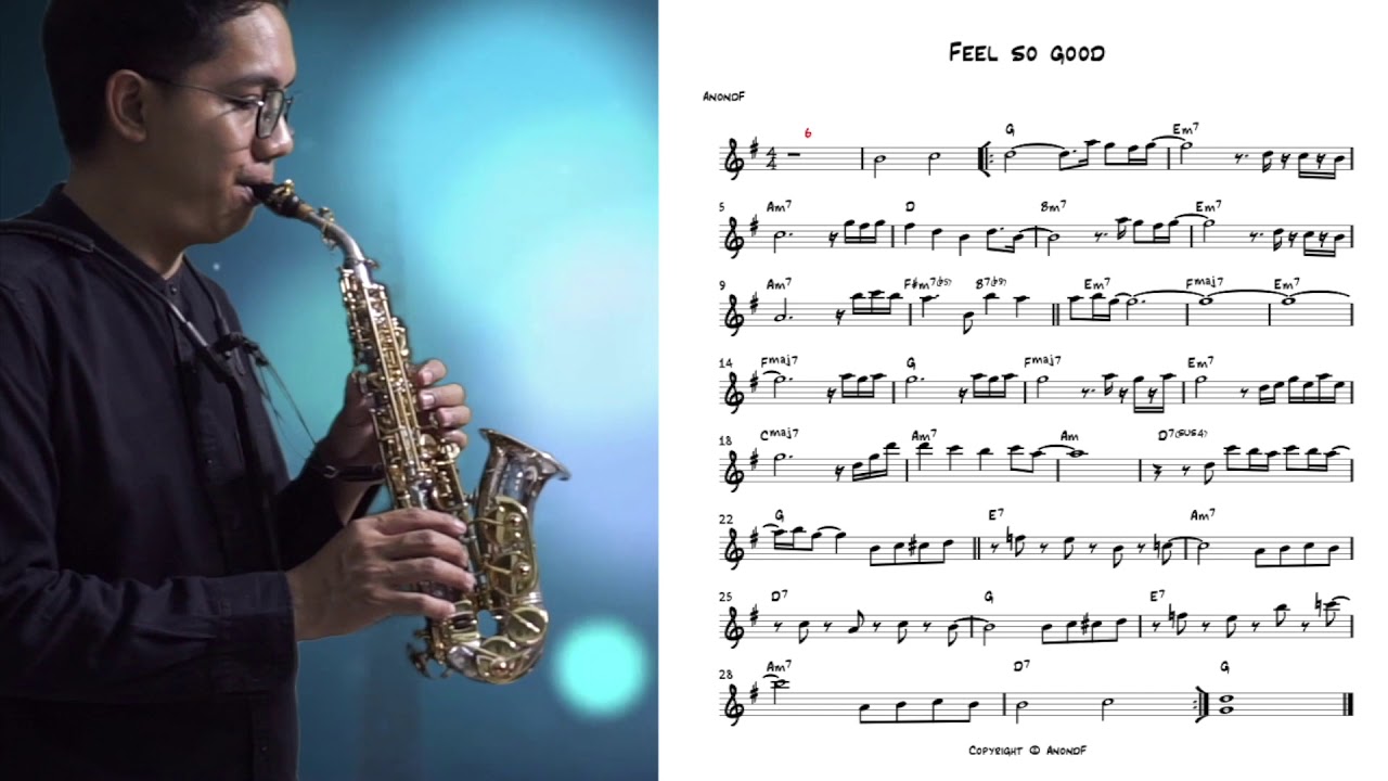 Feel so good (Chuck Mangione) easy solo for saxophone