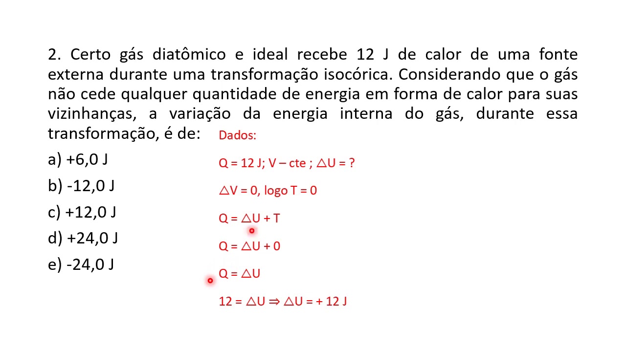 TERMODINÂMICA - PRIMEIRA LEI DA TERMODINÂMICA - EXERCÍCIOS - PROF. RIBEIRO