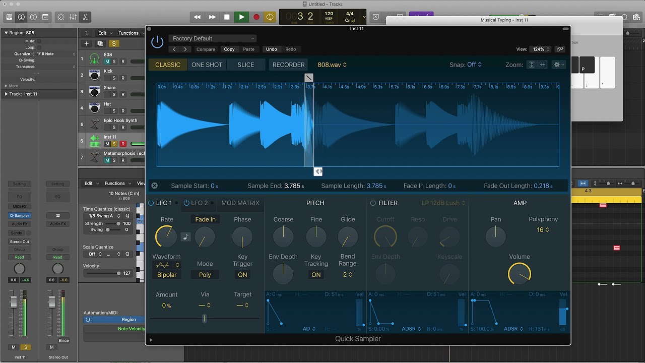 Make 808's Shorter Like With The FL Sampler Knob (Logic Pro X Tutorial)