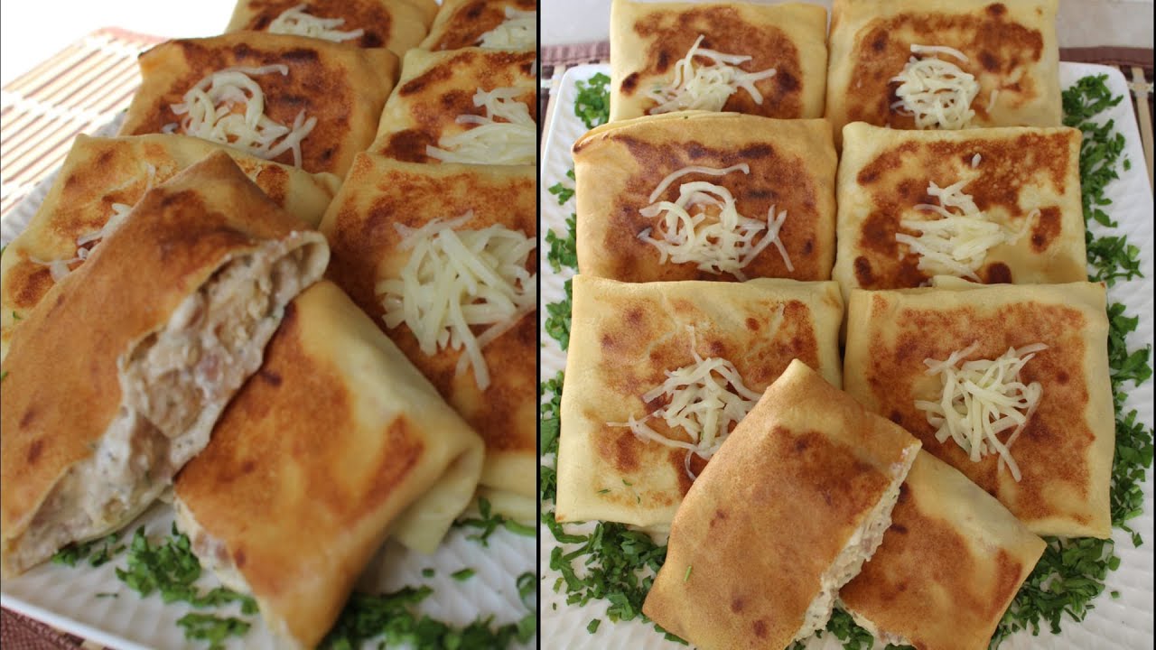 crepes salate ripiene di pollo e salsa di formaggio👌, lo farai in pochi minuti✅