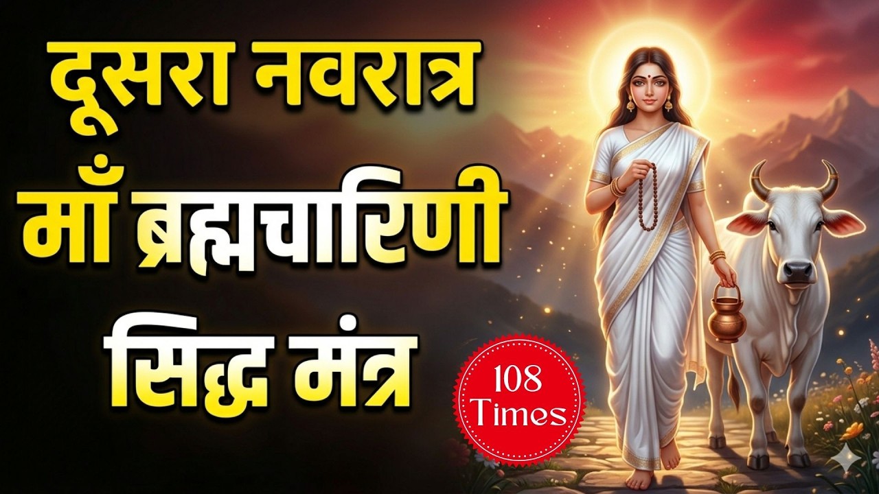 माँ ब्रह्मचारिणी मंत्र 108 Times | तनाव को समाप्त करें और मजबूत मन का निर्माण करें |  Navratri Day 2