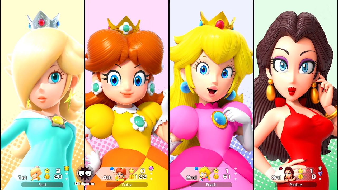 Super Mario Party Jamboree - Rosalina Vs Pauline Vs Daisy Vs Peach - Rainbow Galleria