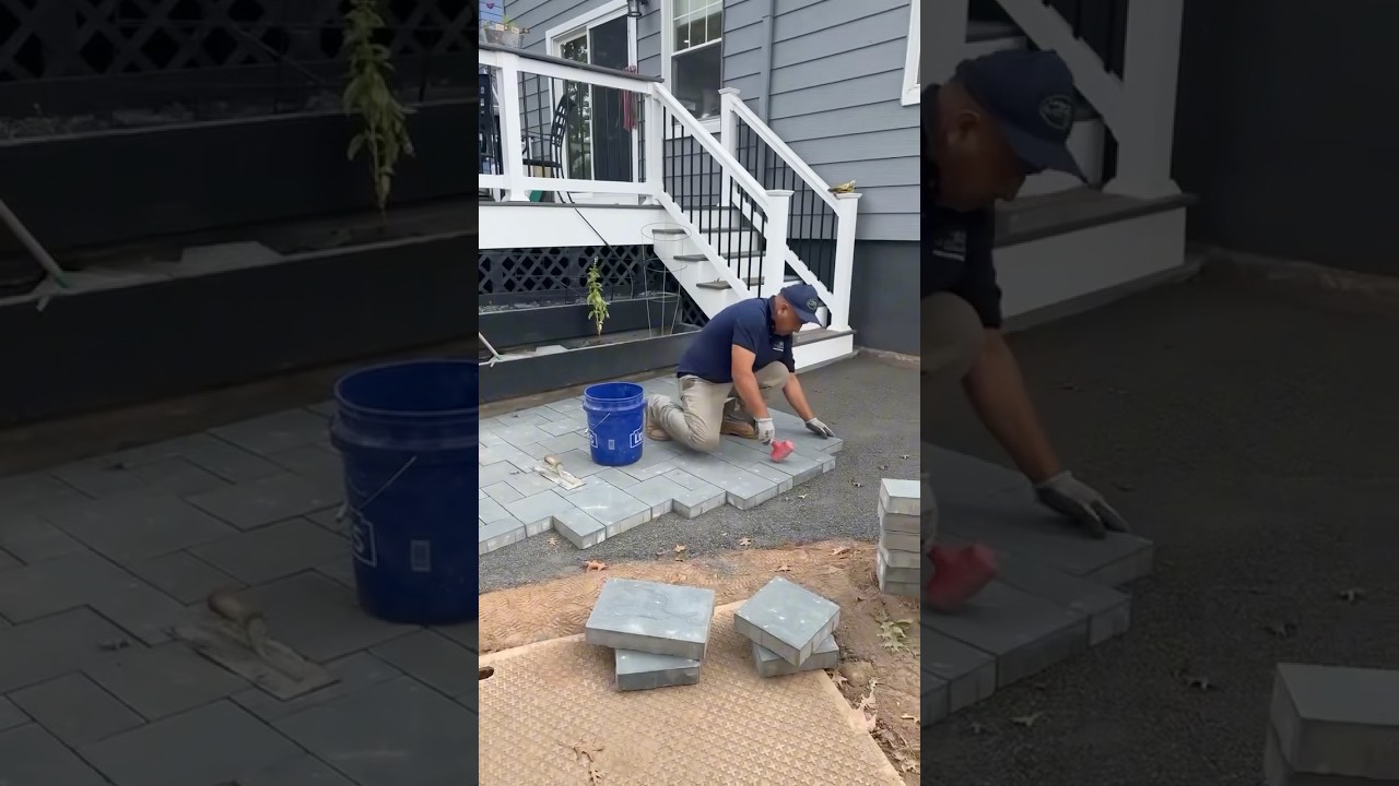 Patio in progress 🔥 #landscaping #landscape #patiodesign