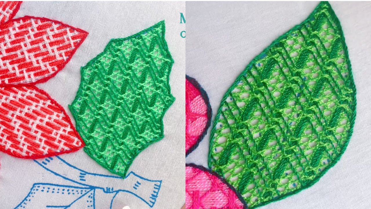 55. Bordado Fantasía Hoja 8 / Hand Embroidery Leaf 🍃 with Fantasy Stitch
