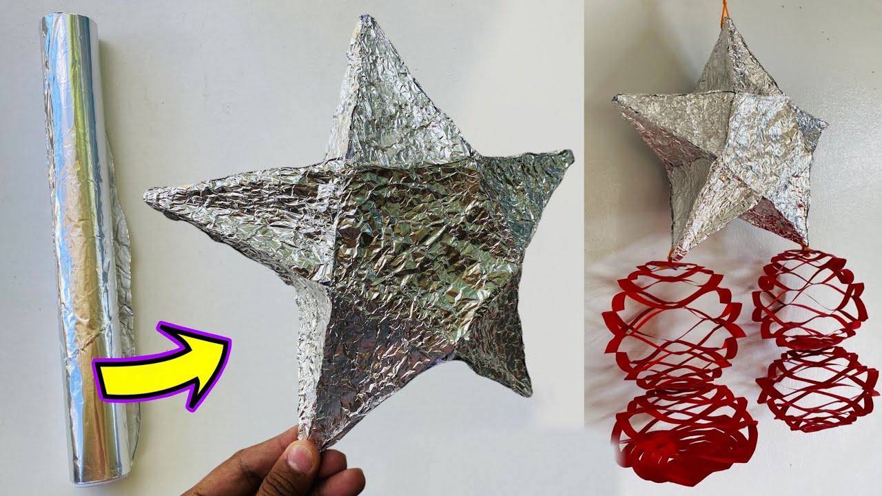 How to Make Star Lantern Using Aluminum Foil for Christmas Decoration | DIY Star Lantern