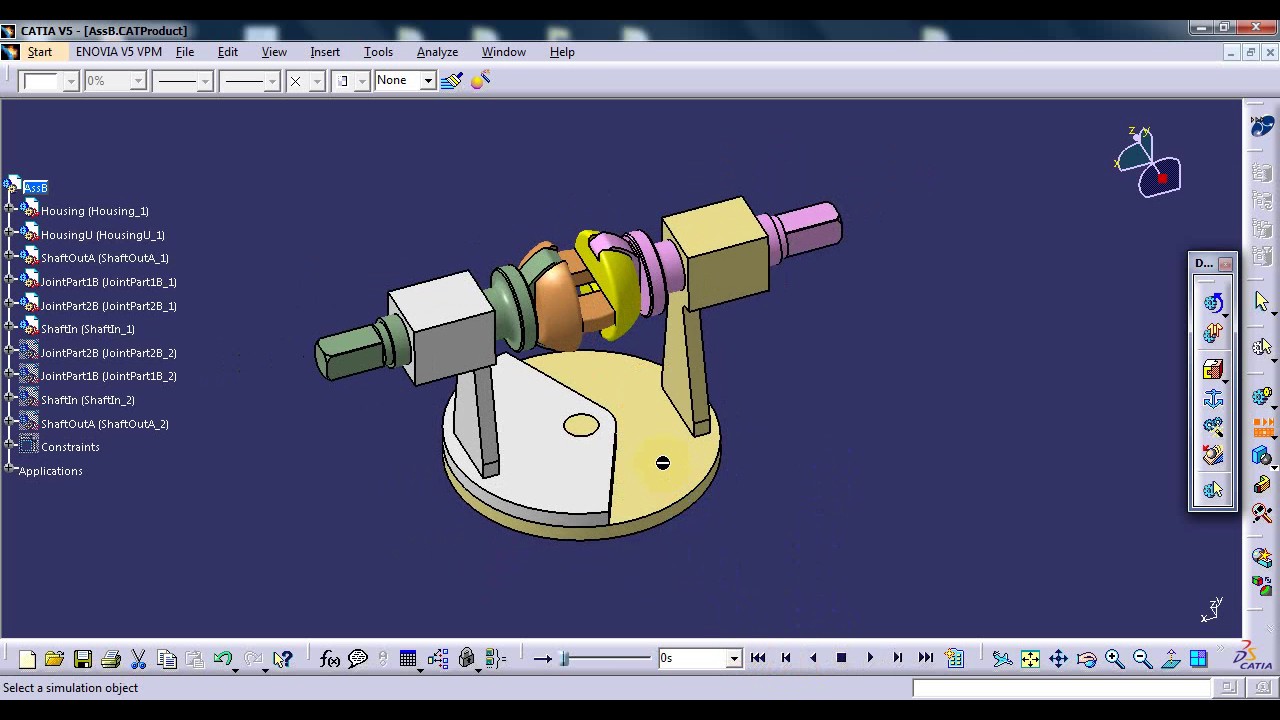 Tracta joint simulation in Catia V5