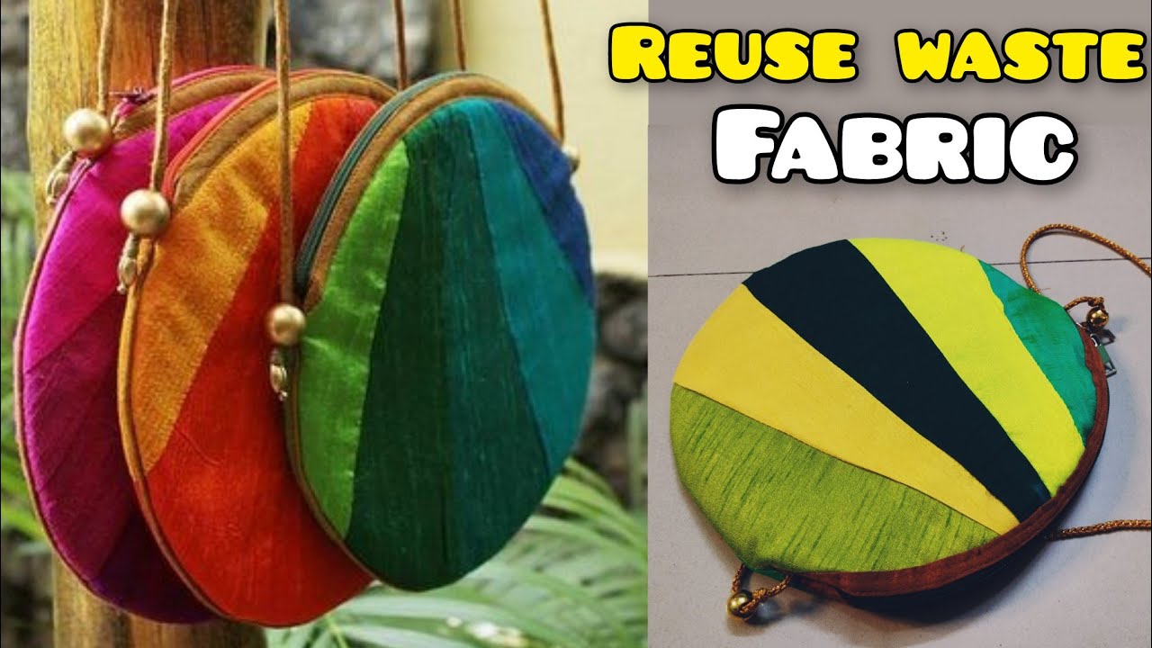 Reuse Waste fabric - DIY cute sling bag | purse making at home | bag cutting and stitching/ handbag