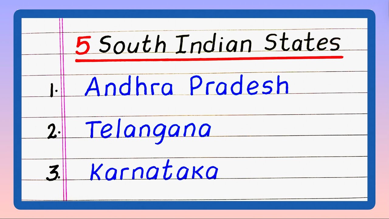 5 South Indian States Name | South India States Name | Write South Indian States Name