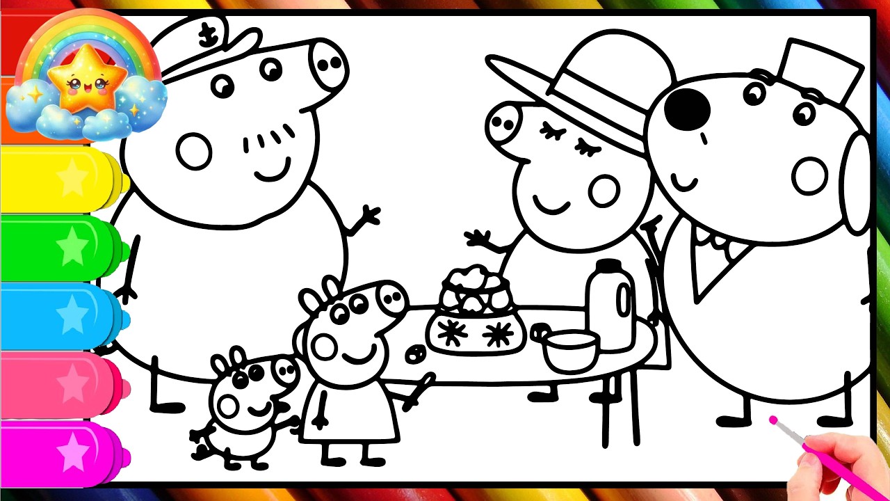 Daddy Pig's Friends meet peppa pig  | Peppa Pig Official Full Episodes   | Peppa Pig coloring book