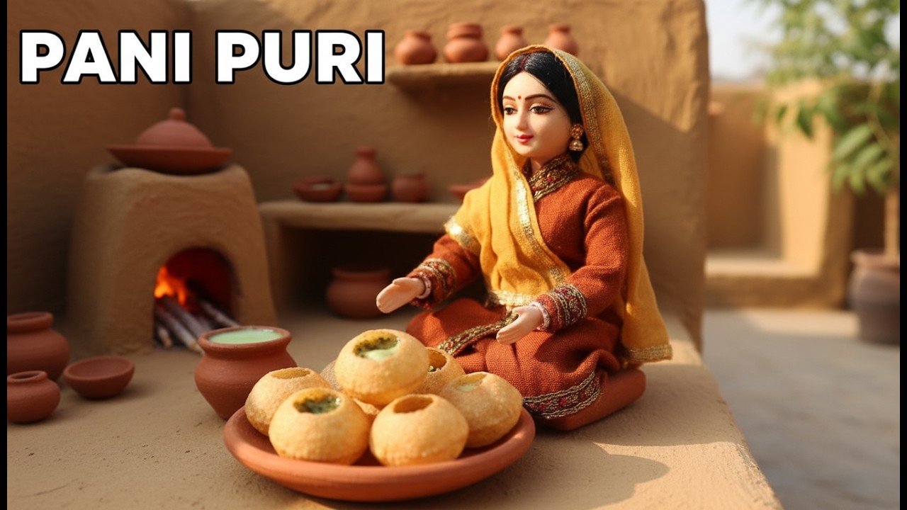 Miniature Doll Pani Puri Cooking ASMR | Indian Village Tiny Kitchen Life
