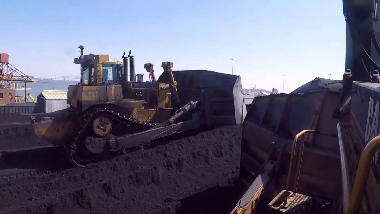 2 Caterpillar D10T Dozers Push Coal Side By Side