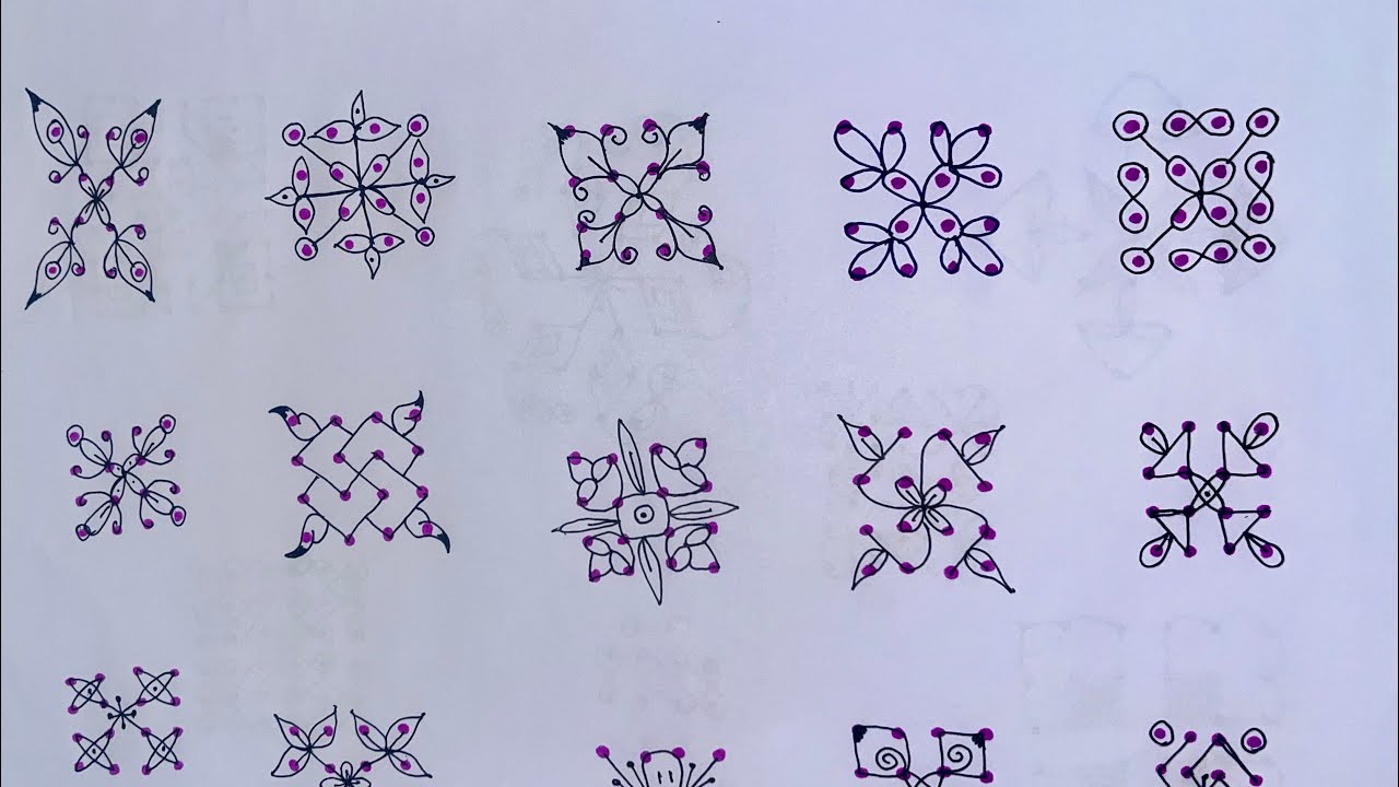 4-4 dots Simple very easy Rangoli Designs | Rangoli for Beginners